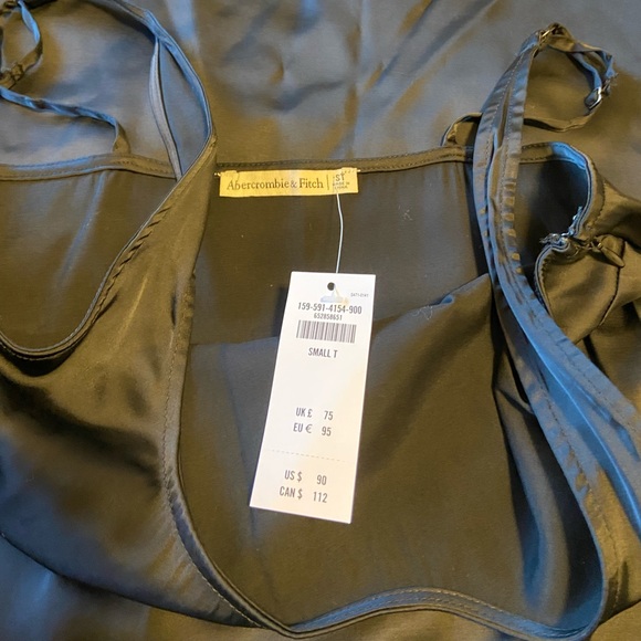 Abercrombie and Fitch Midi Satin Black Side Slit Dress - Picture 8 of 8